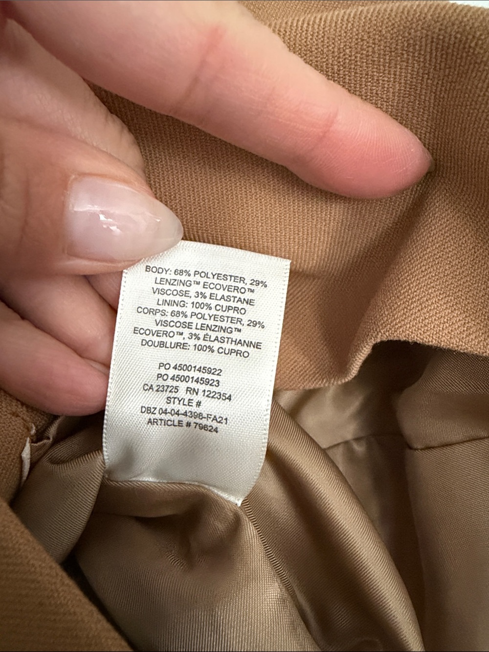 WILFRED Double Breasted Blazer Margaux Blazer Size 4 Classic Camel Color ARITZIA - Picture 4 of 6